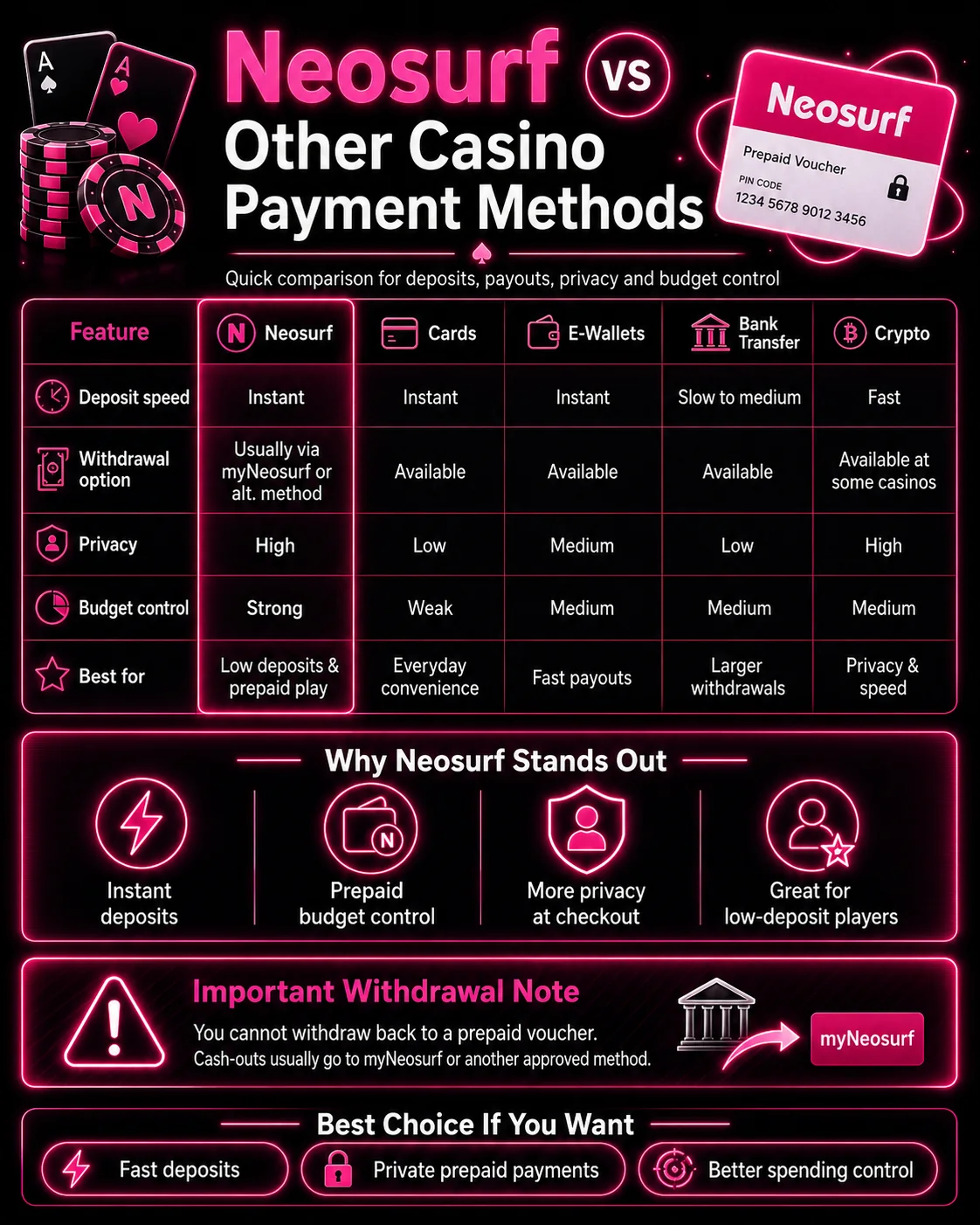 How to use Neosurf at online casinos — infographic